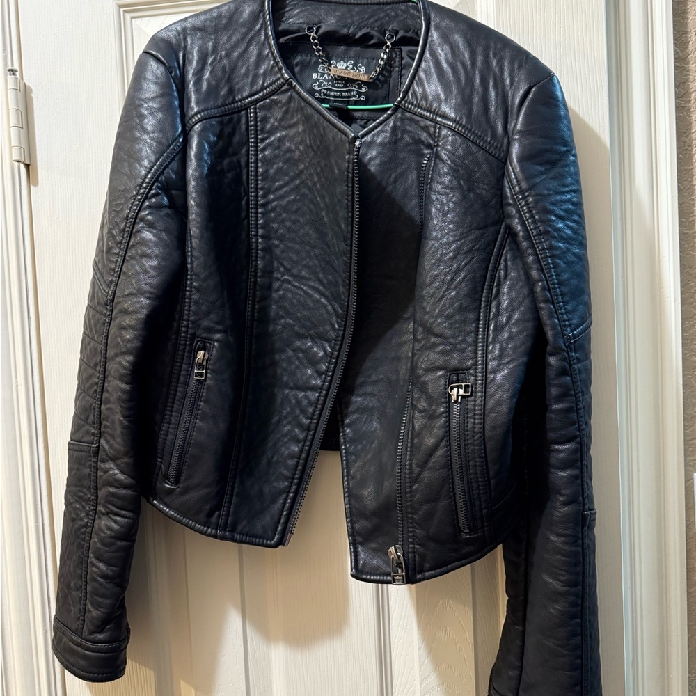 Blanc noir faux leather jacket in excellent condition. Size medium